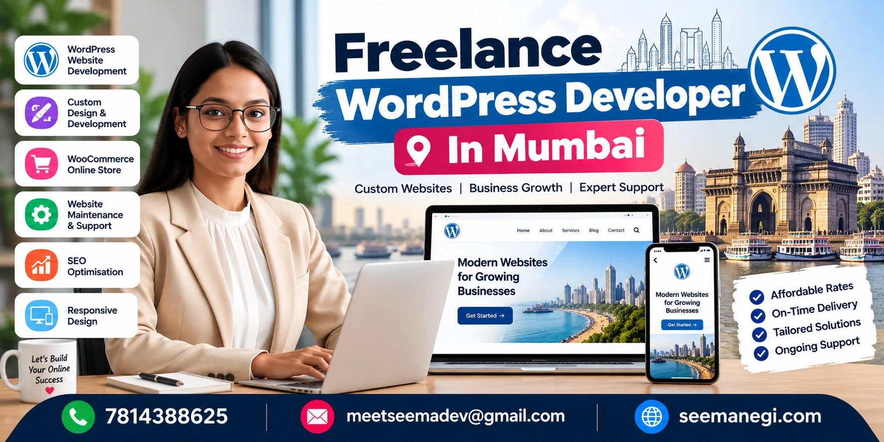 Freelance WordPress developer in Mumbai services and website development cost guide by Seema Negi